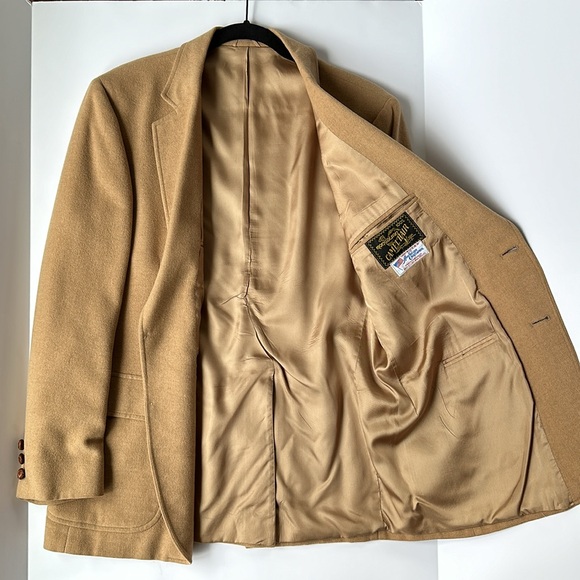 Men’s 100% Camel Hair Vintage Sport Coat Blazer Jacket 42” Chest Made in USA - Picture 9 of 12